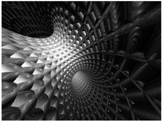 Fototapeta Tunel 3D w czerni i bieli, 2 elementy, 200x150 cm Oobrazy