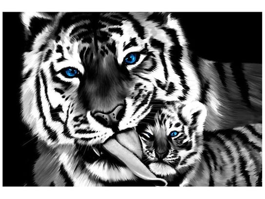 Fototapeta, Tygrys i tygrysek, 8 elementów, 368x248 cm Oobrazy