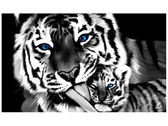 Fototapeta, Tygrys i tygrysek, 8 elementów, 412x248 cm Oobrazy