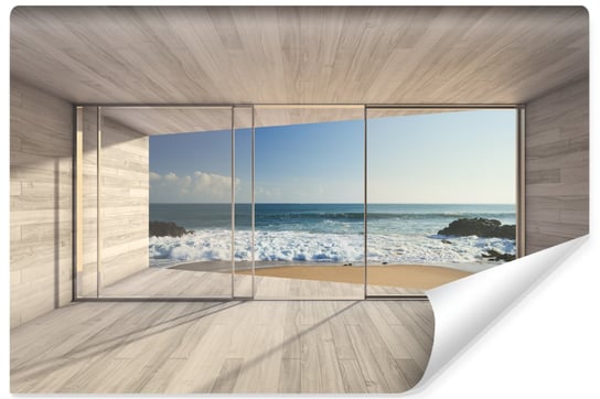 Fototapeta Widok z Okna PLAŻA Ocean Krajobraz Natura Efekt 3D 315cm x 210cm Muralo