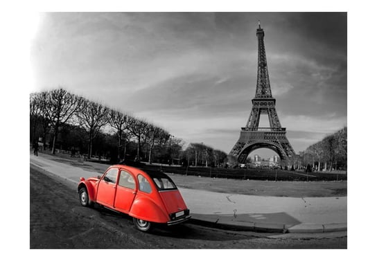 Fototapeta, Wieża Eiffla i czerwony samochód, 300X231 DecoNest