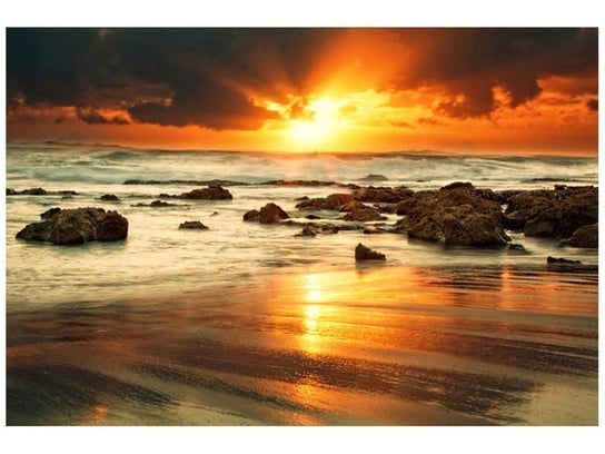 Fototapeta, Wschód słońca nad wzburzonym oceanem, 1 elementów, 200x135 cm Oobrazy