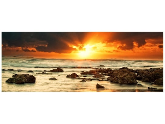 Fototapeta, Wschód słońca nad wzburzonym oceanem, 2 elementów, 268x100 cm Oobrazy