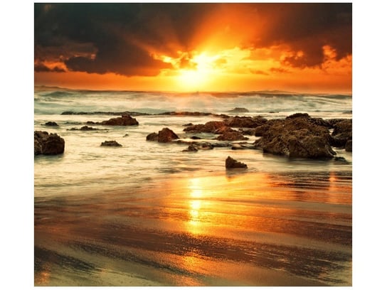 Fototapeta, Wschód słońca nad wzburzonym oceanem, 6 elementów, 268x240 cm Oobrazy