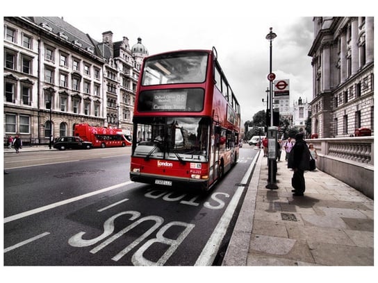 Fototapeta, Współczesny londyński czerwony autobus piętrowy, 1 elementów, 200x135 cm Oobrazy