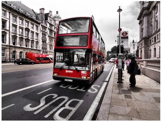 Fototapeta, Współczesny londyński czerwony autobus piętrowy, 2 elementów, 200x150 cm Oobrazy