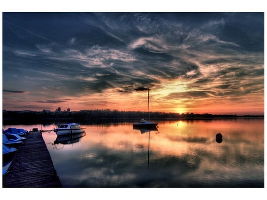 Fototapeta, Zachód słońca nad jeziorem, 1 elementów, 200x135 cm Oobrazy