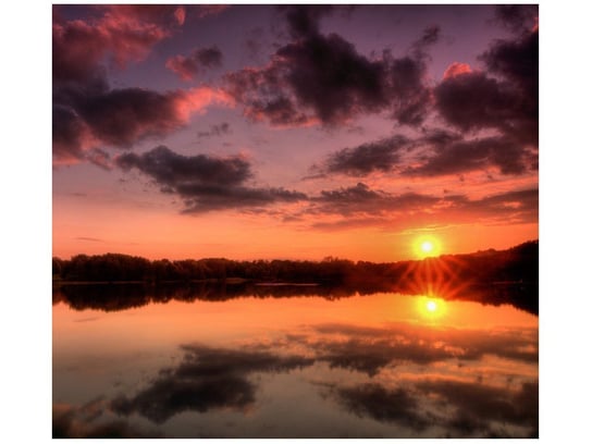Fototapeta, Zachód słońca nad jeziorem, 6 elementów, 268x240 cm Oobrazy