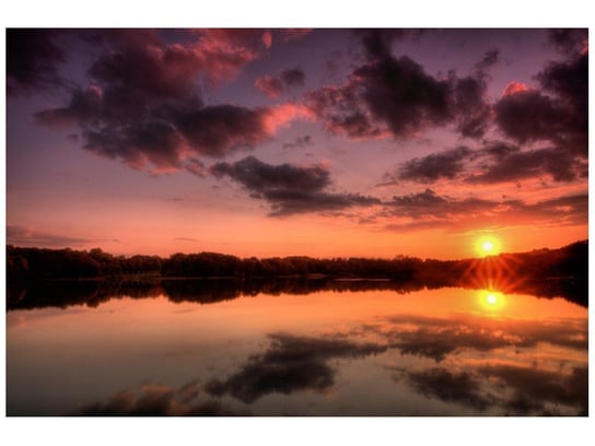 Fototapeta, Zachód słońca nad jeziorem, 8 elementów, 400x268 cm Oobrazy