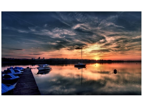 Fototapeta, Zachód słońca nad jeziorem, 8 elementów, 412x248 cm Oobrazy