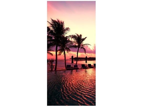 Fototapeta, Zachód słońca w różu na plaży na Malediwach, 1 elementów, 95x205 cm Oobrazy