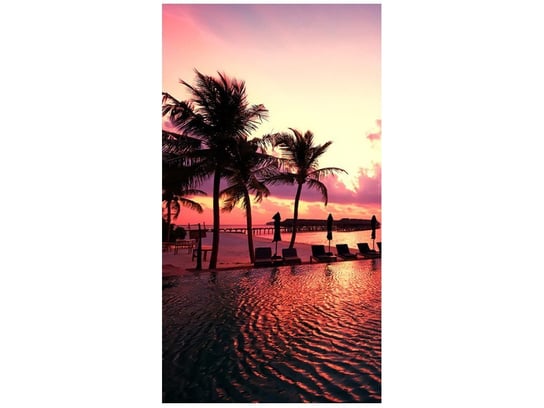 Fototapeta, Zachód słońca w różu na plaży na Malediwach, 2 elementów, 110x200 cm Oobrazy