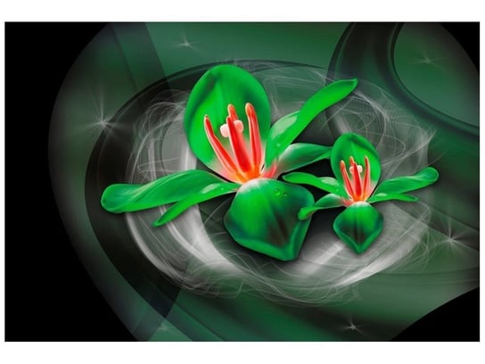 Fototapeta, Zielone kosmiczne kwiaty - Jakub Banaś, 8 elementów, 368x248 cm Oobrazy