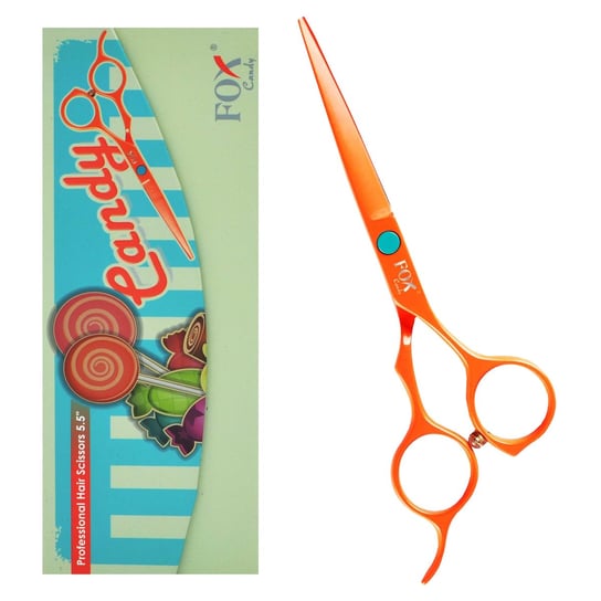Fox, Candy Profesjonalne Nożyczki Do Włosów Pomarańczowe, Prezycyjne Cięcie, Wyposażenie Salonu Fryzjerskiego Fox
