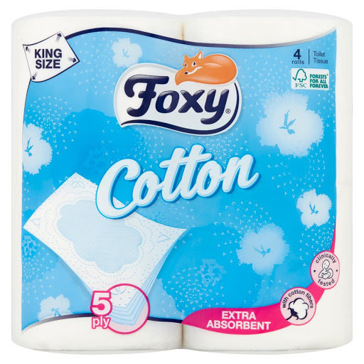 Foxy Cotton Papier toaletowy 5 warstw 4 rolki Foxy