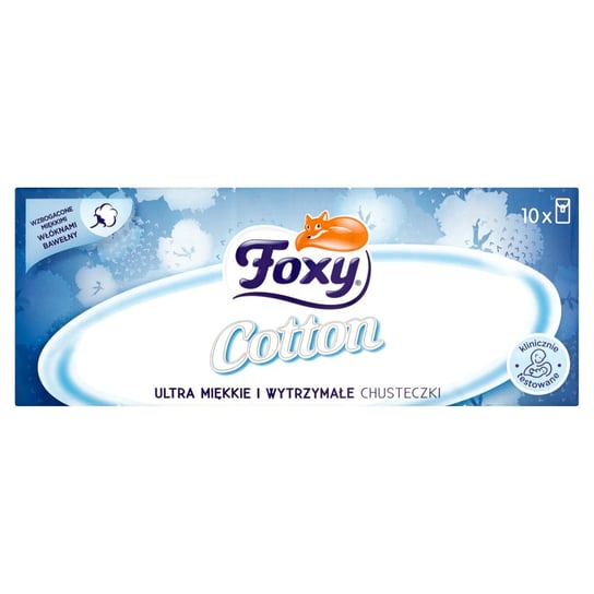 Foxy Cotton Ultra miękkie i wytrzymałe chusteczki 10 paczek Foxy