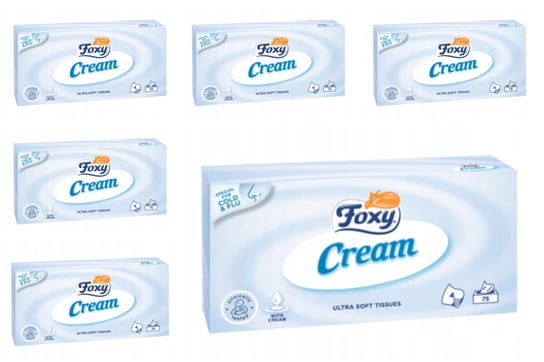 Foxy Cream, Zestaw Chusteczek Higienicznych W Pudełku, 76 Sztuk x 6 Opakowań Foxy