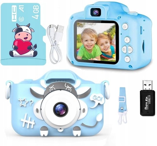 Frahs, aparat cyfrowy dla dzieci HD 40Mpx Krówka + Karta Pamięci 4 GB Frahs