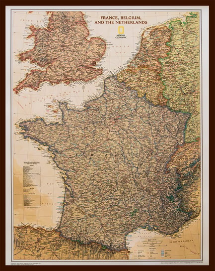 Francja, Belgia, Holandia Executive - mapa ścienna polityczna do wpinania - pinboard, 1:1 953 000, National Geogrphic National geographic