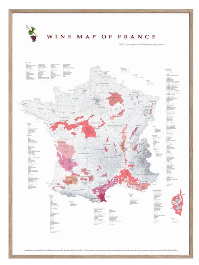Francja Regiony Winiarskie 40X50Cm Plakat Kuchnia Wino Mapsbyp Mapsbyp