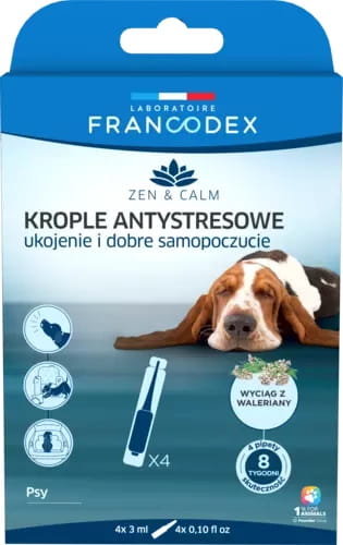 FRANCODEX Krople antystresowe z walerianą dla psów 4 x 3 ml Francodex