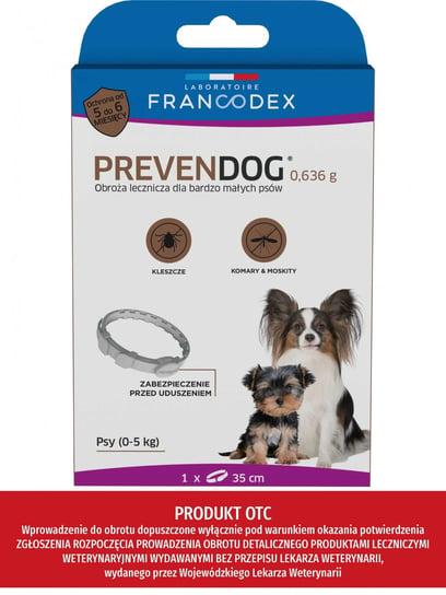 Francodex Obroża Biobójcza Prevendog 35 Cm Dla Bardzo Małych Psów Do 5 Kg - 1 Szt. Francodex