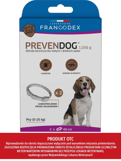 Francodex Obroża Biobójcza Prevendog 60 Cm Dla Małych I Średnich Psów Do 25 Kg - 2 Szt. Francodex