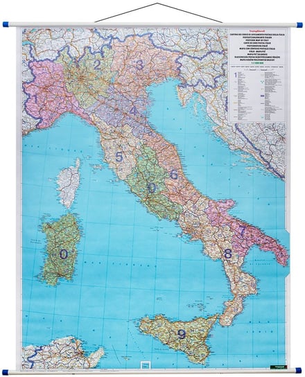 Fraytag&Berndt, mapa ścienna kody pocztowe  Włochy, 1:1 000 000 Freytag&Berndt
