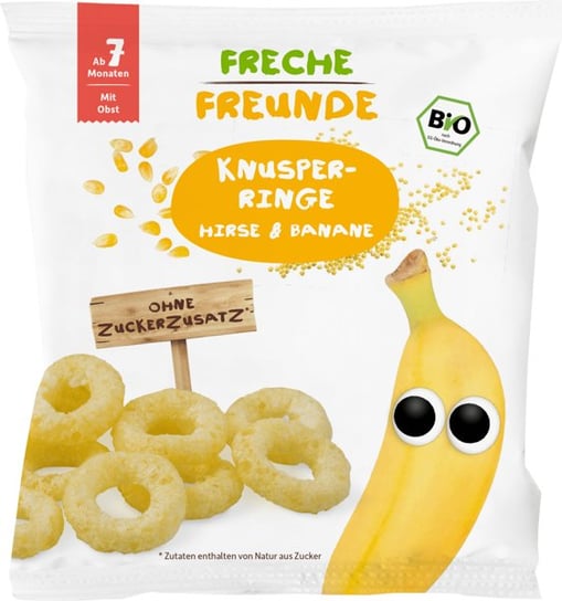 Freche Freunde, Bio, Chrupki kukurydziano-jaglane z bananami Freche Freunde