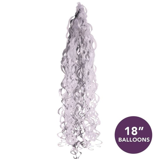 Frędzle metaliczne, srebrno białe na balony 18 cali GRABO