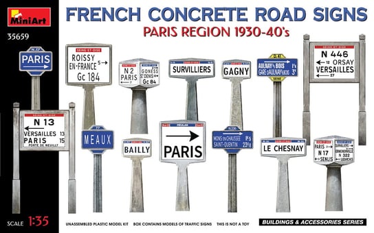 French Concrete Road Signs Paris Region 1930-40s 1:35 MiniArt 35659 MiniArt
