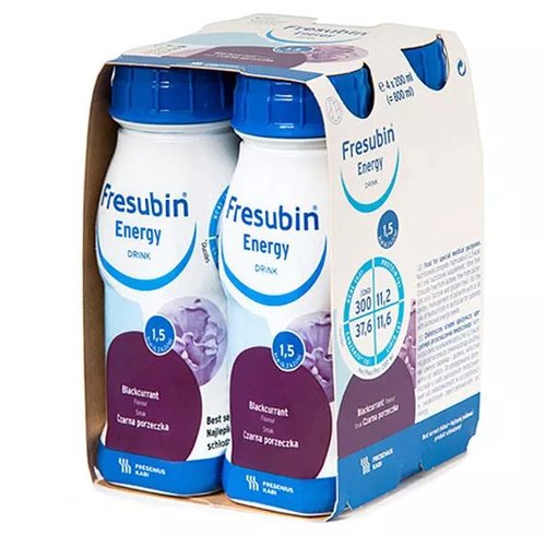 Fresubin, Energy Drink, napój wysokoenergetyczny o smaku czarnej porzeczki, 4x200 ml Fresubin