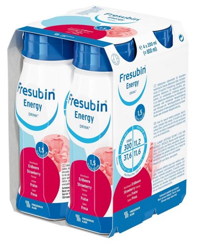 Fresubin, Energy Drink, napój wysokoenergetyczny o smaku truskawkowym, 4x200 ml Fresubin