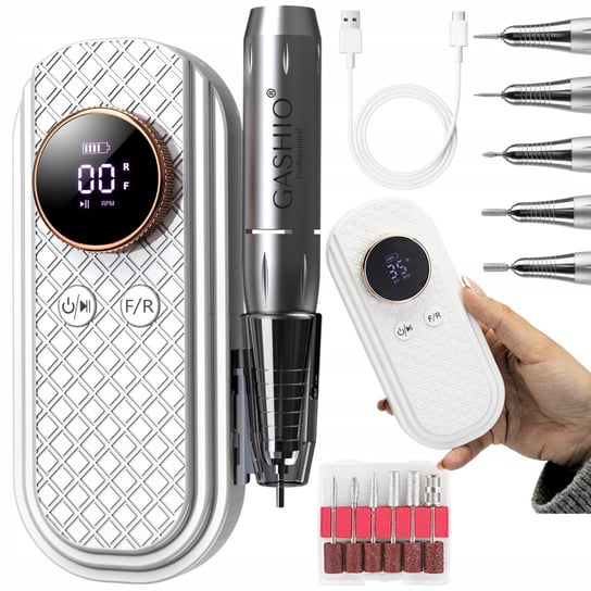 Frezarka do Paznokci Bezprzewodowa 50 W z Zestawem Frezów 35000 rpm USB C GASHIO