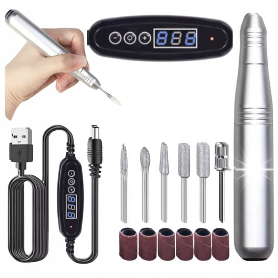 Frezarka Manicure Pedicure Hybrydy Żele Mocna USB z FREZAMI PROFESJONALNA Inna marka