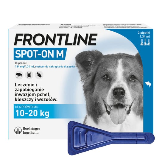 Frontline Spot-On M krople 3 pipety przeciwko pchłom i kleszczom dla psów  10-20 kg Inny producent