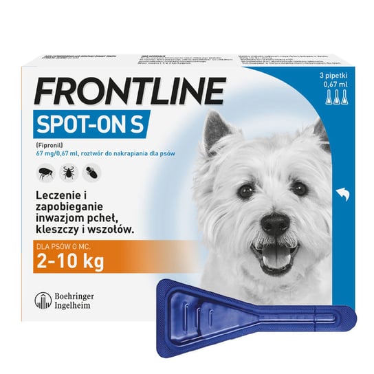 Frontline Spot-On S krople 3 pipety przeciwko pchłom i kleszczom dla psów  2-10 kg Inna marka