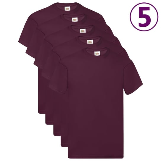 Fruit of the Loom Oryginalne T-shirty, 5 szt., burgund, S, bawełna FRUIT OF THE LOOM