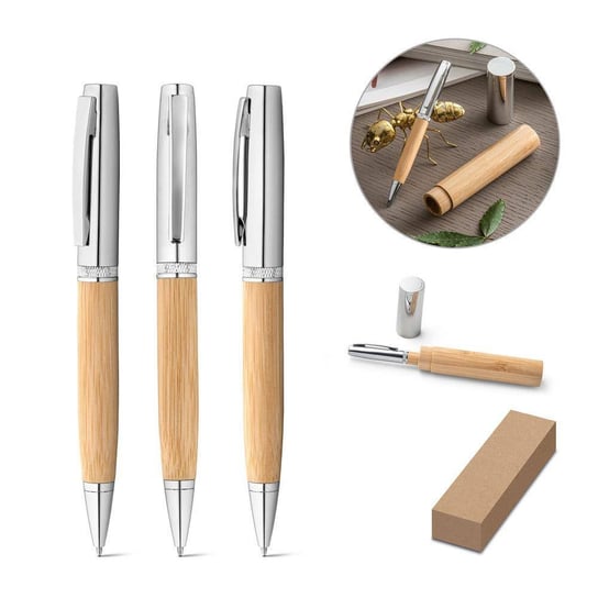 FUJI. Bambusowy i metalowy długopis z etui ABS UPOMINKARNIA