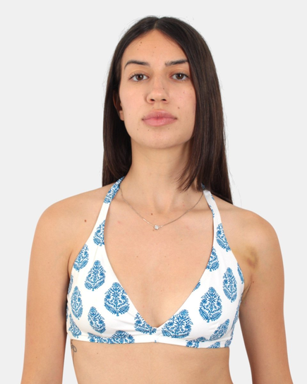 Full- Cup Triangle Bikini Top With Thin Straps - Leaf Paisley 10 MC2