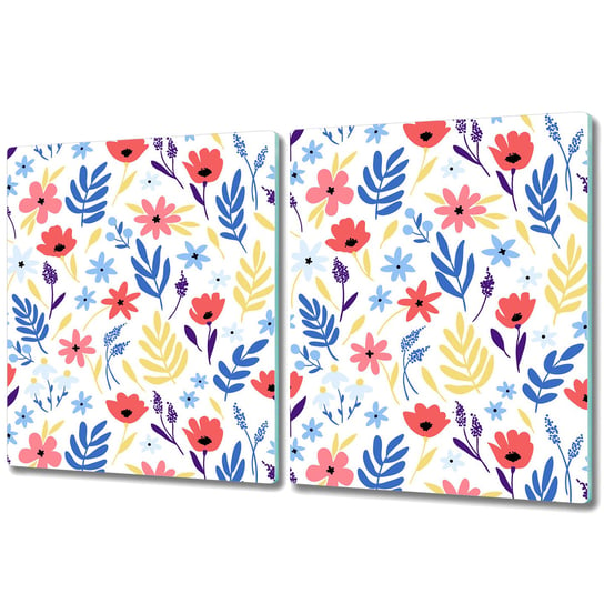 Funkcjonalna Deska Kuchenna - Osłona indukcji - 2x 40x52 cm - Malowane kolorowe kwiaty Coloray