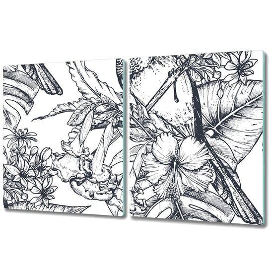 Funkcjonalna Deska Kuchenna - Osłona indukcji - 2x 40x52 cm - Ręcznie rysowane ptaki Coloray