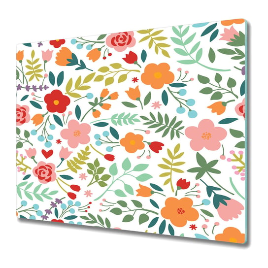Funkcjonalna Deska Kuchenna - Osłona indukcji 60x52 cm - Kolorowy obrazek w kwiaty Coloray