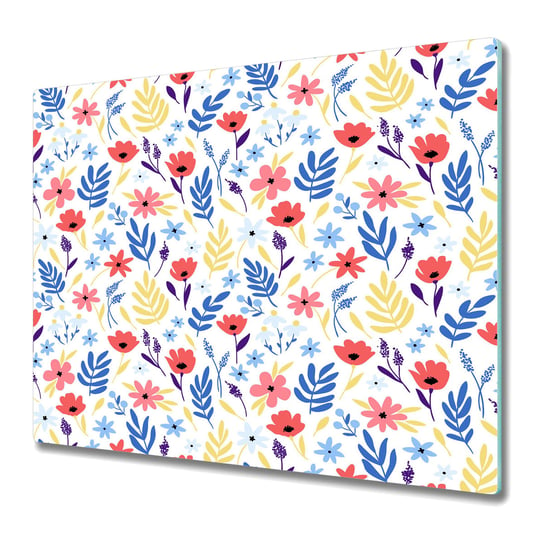 Funkcjonalna Deska Kuchenna - Osłona indukcji 60x52 cm - Malowane kolorowe kwiaty Coloray