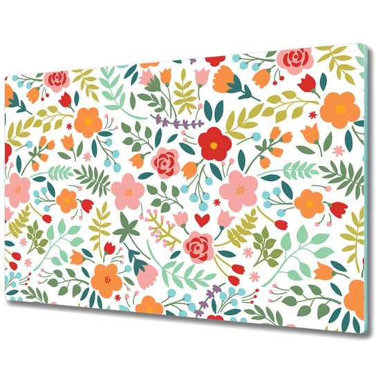 Funkcjonalna Deska Kuchenna - Osłona indukcji - Kolorowy obrazek w kwiaty - 80x52 cm Coloray