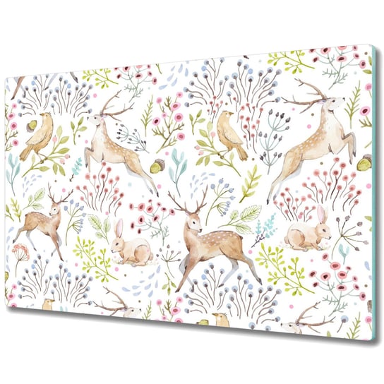 Funkcjonalna Deska Kuchenna - Osłona indukcji - Leśne zwierzęta - 80x52 cm Coloray