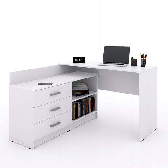 Funkcjonalne biurko narożne Omega w kształcie litery L - 3 szuflady Marlux-meble