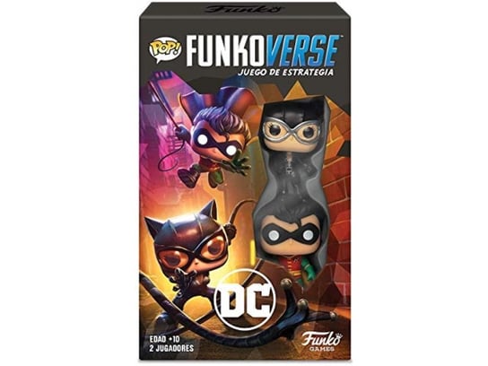 Funko Games Funkoverse - DC - 101 2Pack - Spanish Version - Catwoman And Robin - 3'' (7.6 Cm) POP! - Light Strategy Board Game For Children & Adults (Ages 10+) - 2-4 Players - Collectable Vinyl Figure Inna marka