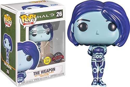 Funko Pop! : Halo Infinite The Weapon #026 - Ekskluzywna świecąca w ciemności folia ochronna na figurkę winylową i pudełko w zestawie, niebieskie, małe 3,85 cala Funko