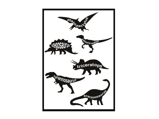 Funky Wall, Plakat, Dinozaury, Czarny, 50x70 cm Funky Wall